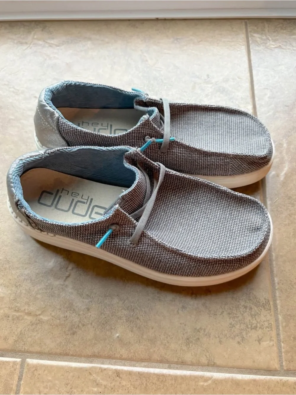 Hey Dude Gray Canvas Slip-On Loafers • Size 7